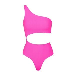 SKIMS Size 3X fits everybody one shoulder cut out bodysuit - neon pink NWT